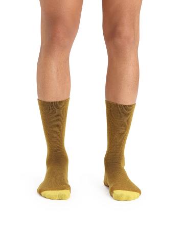 Clove / Silent Gold Men's Icebreaker Merino Lifestyle Light Crew Socks | USA 1047OKIR